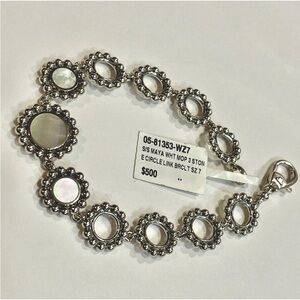 LAGOS Silver-Tone Circle Link Bracelet with Mother-of-Pearl Accents